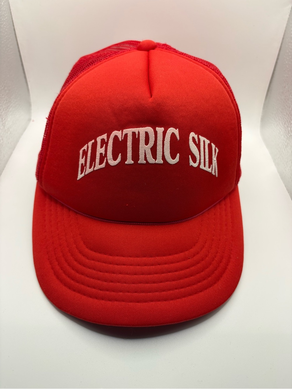 Vintage Electric Silk Red Mesh Trucker Hat Snapback Foam Front Cap